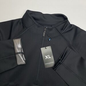 NEW Ibkul Pullover Sweater Mens XL Mega Heat 1/4 Quarter Zip Mock Neck Black